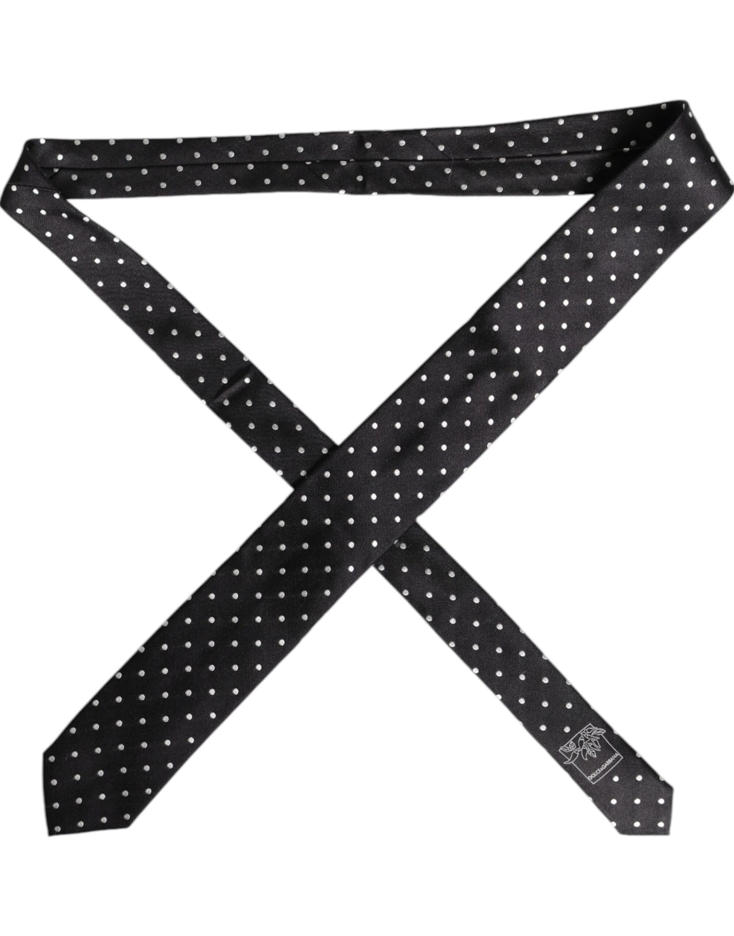 Dolce & Gabbana Black Polka Dots Silk Adjustable Necktie Tie