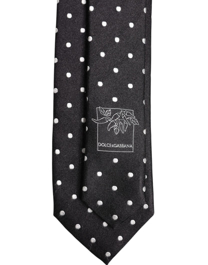 Dolce & Gabbana Black Polka Dots Silk Adjustable Necktie Tie