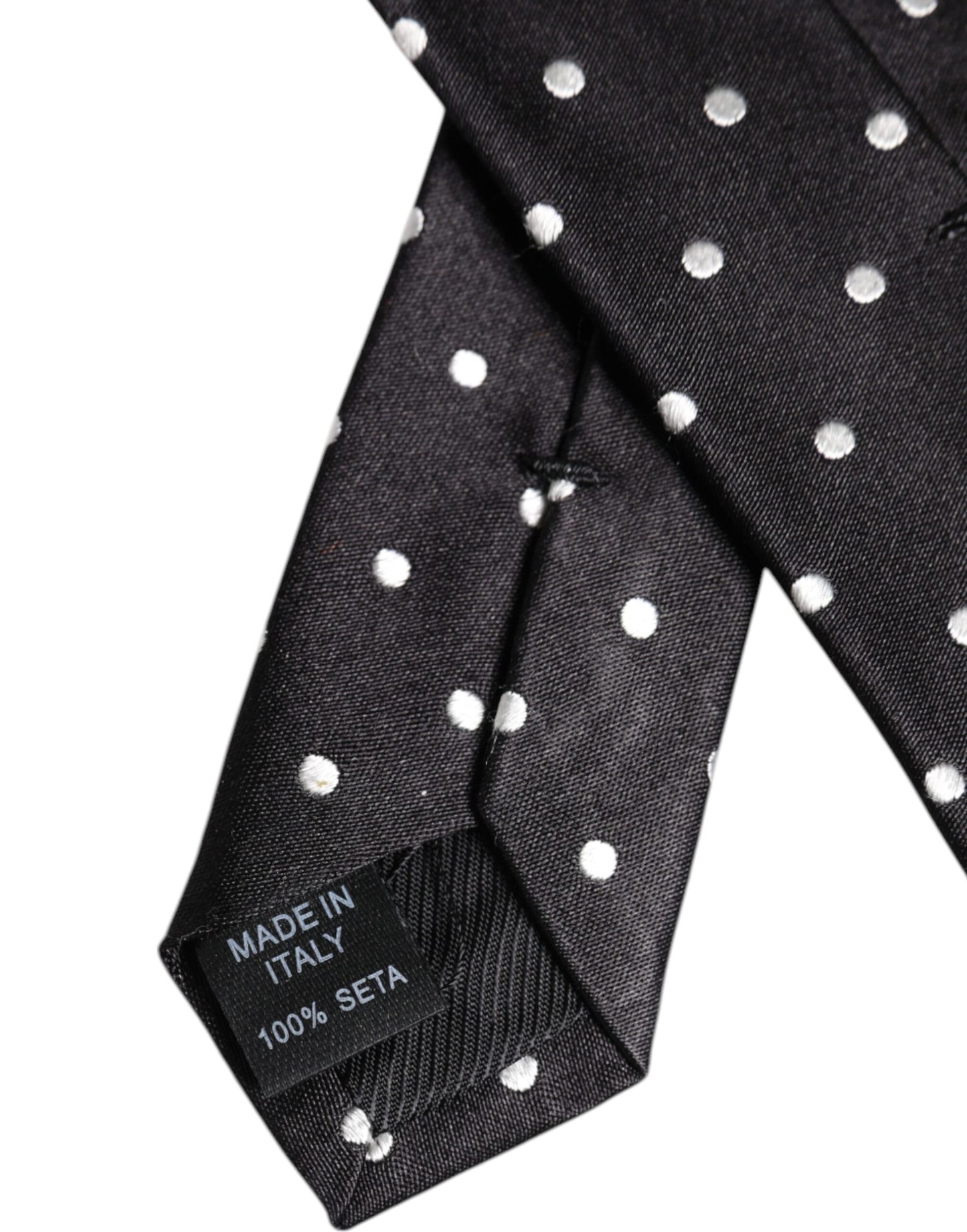 Dolce & Gabbana Black Polka Dots Silk Adjustable Necktie Tie