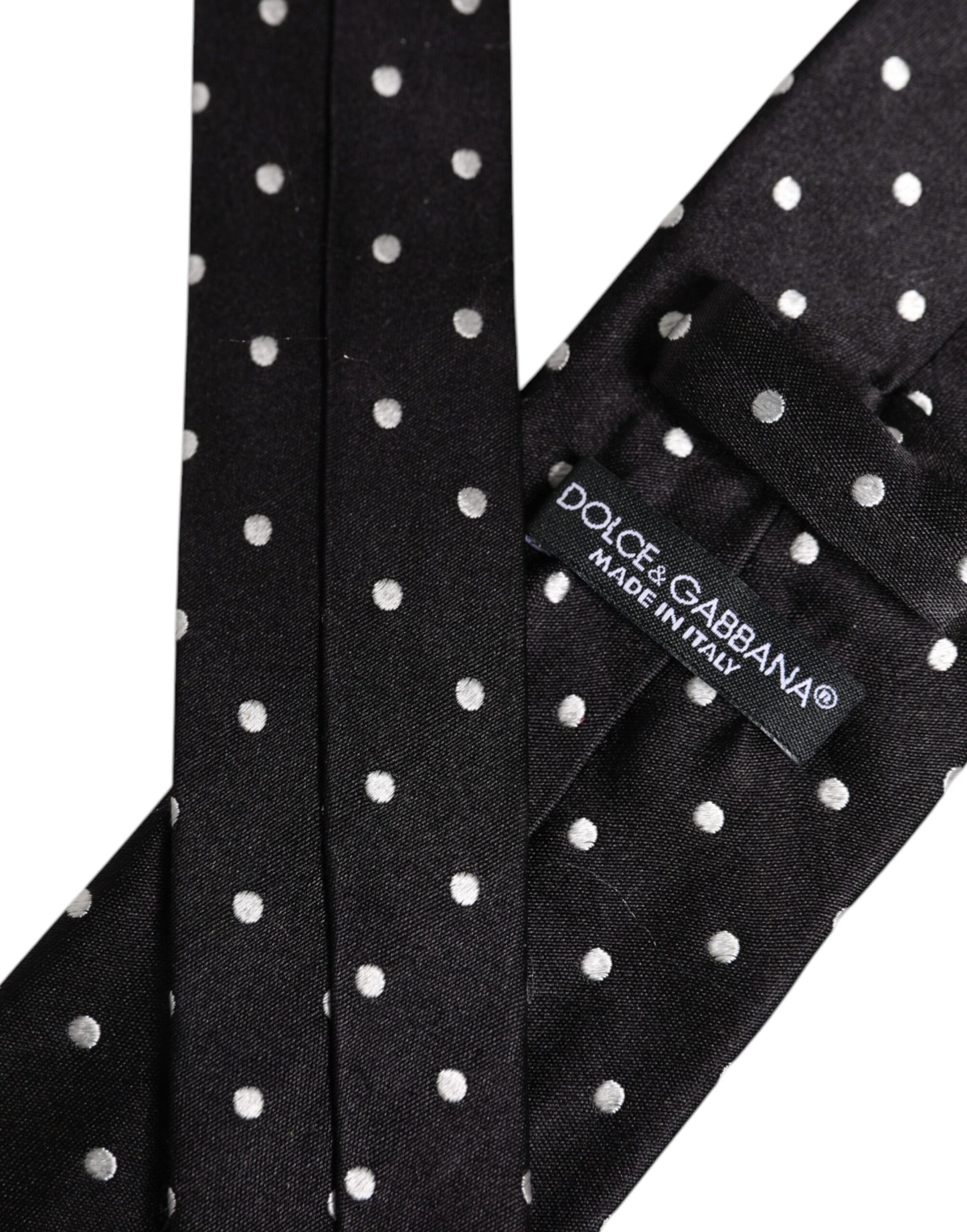 Dolce & Gabbana Black Polka Dots Silk Adjustable Necktie Tie