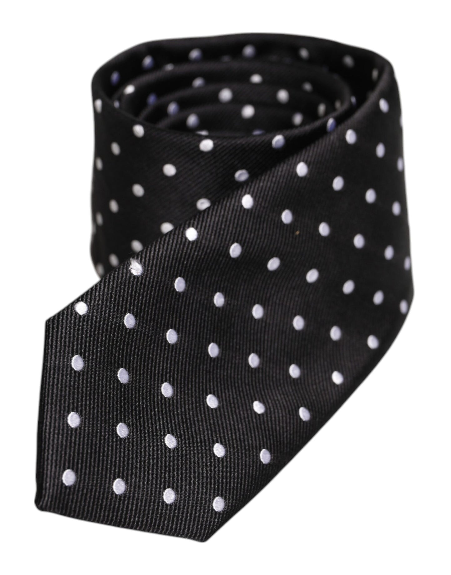 Dolce & Gabbana Black Polka Dots Silk Adjustable Necktie Tie