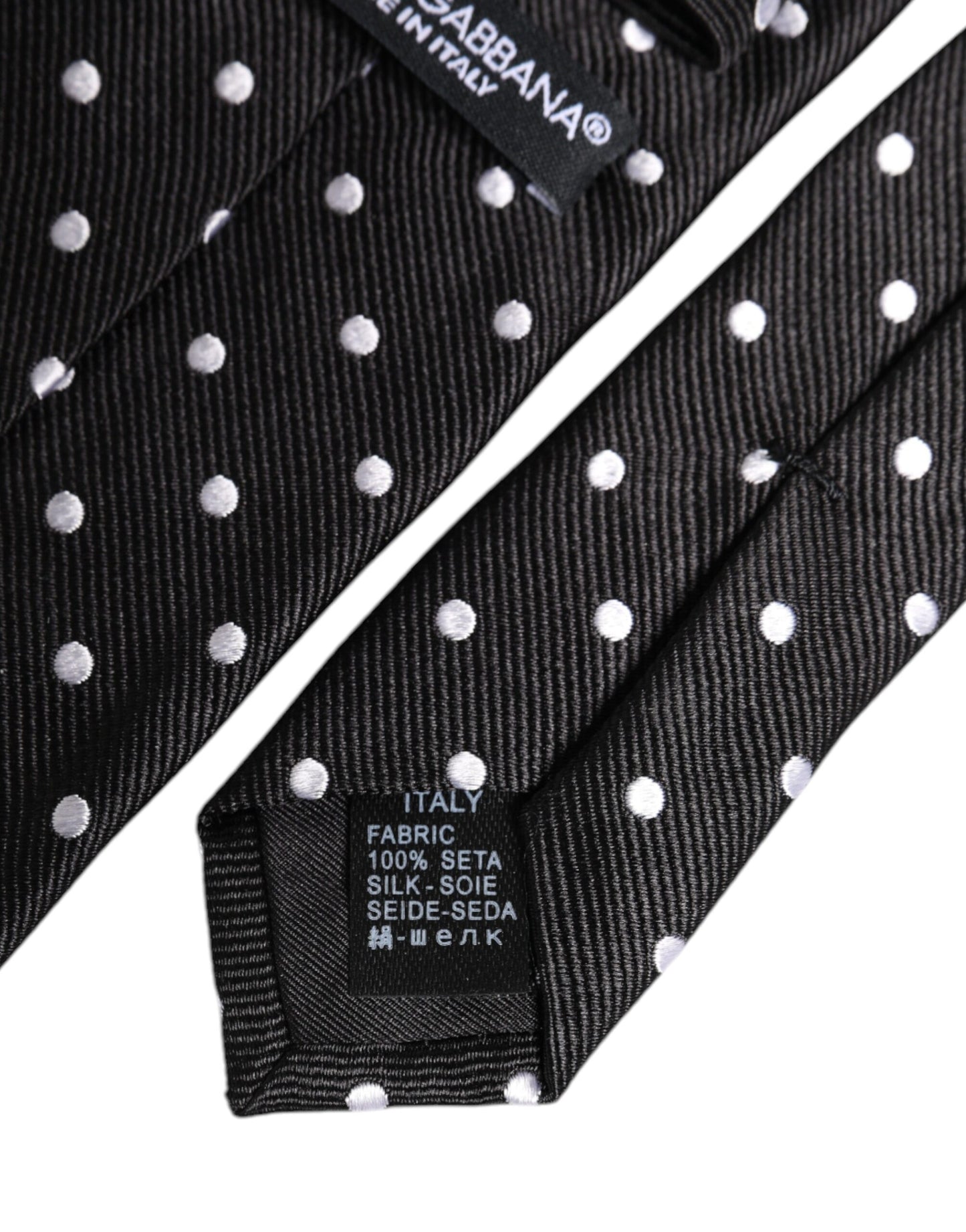 Dolce & Gabbana Black Polka Dots Silk Adjustable Necktie Tie