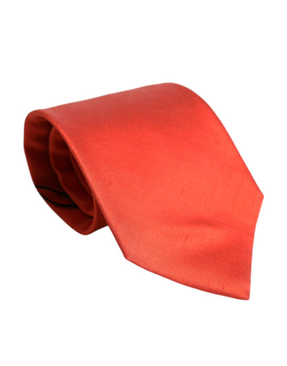 Dolce & Gabbana Orange Solid Silk Adjustable Necktie Tie