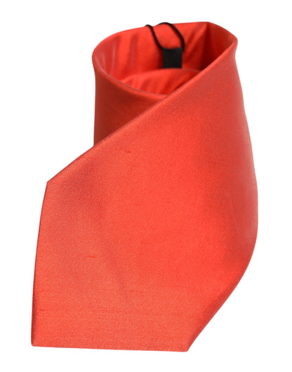 Dolce & Gabbana Orange Solid Silk Adjustable Necktie Tie