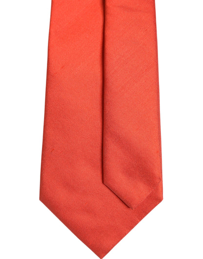 Dolce & Gabbana Orange Solid Silk Adjustable Necktie Tie