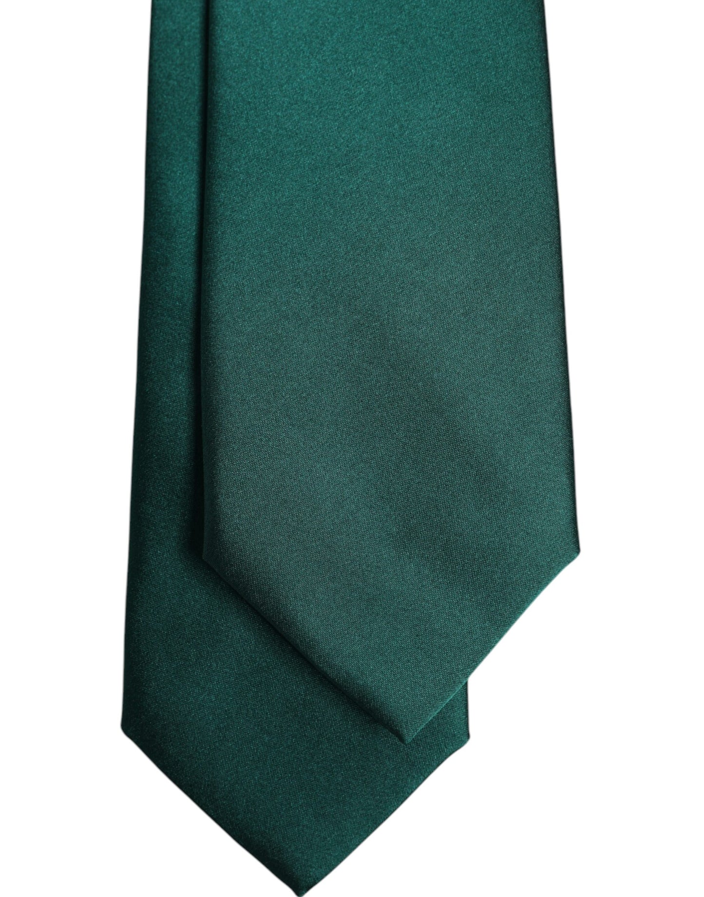 Dolce & Gabbana Green Solid Cotton Adjustable Necktie Tie