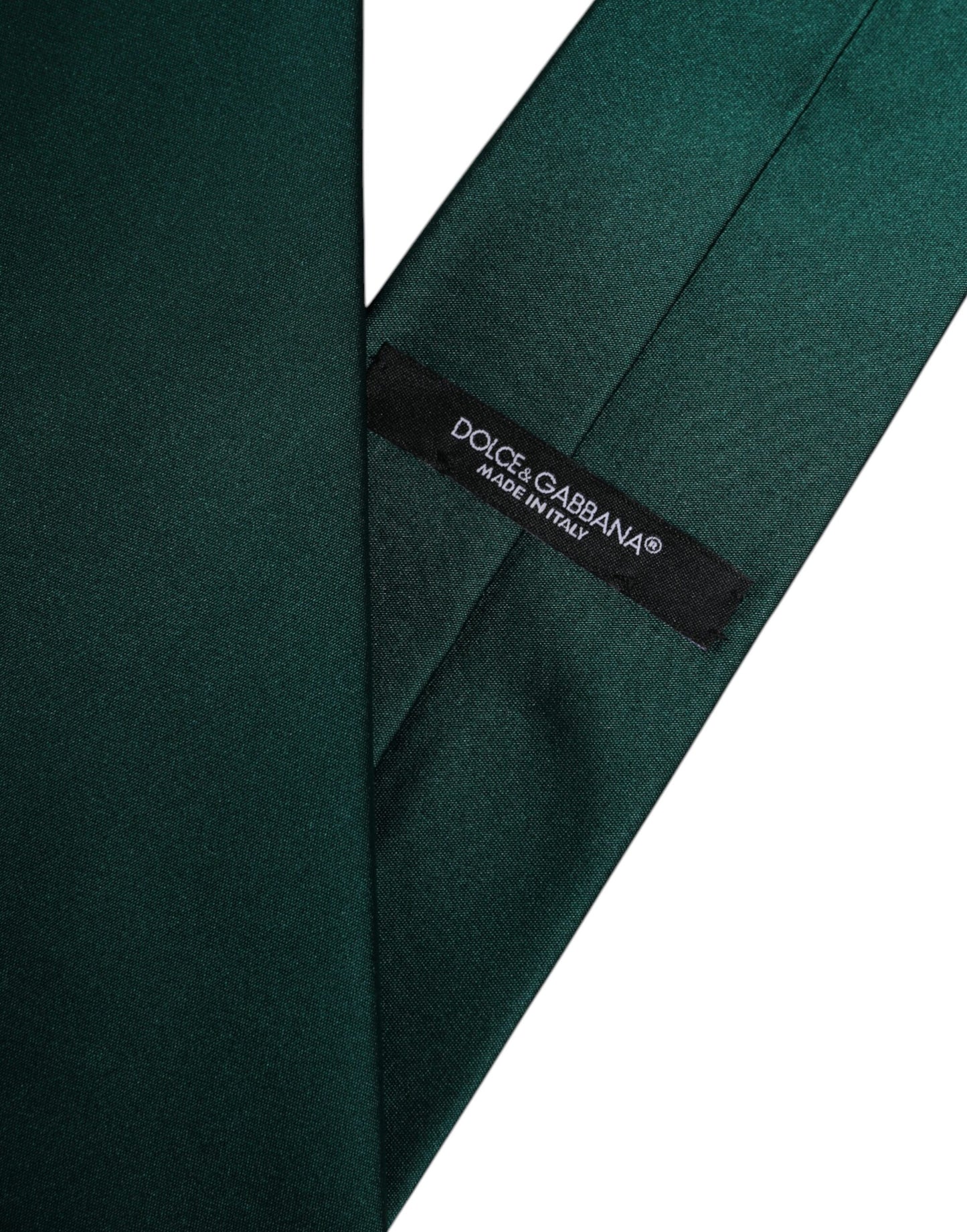 Dolce & Gabbana Green Solid Cotton Adjustable Necktie Tie