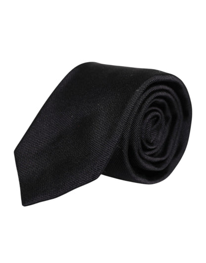 Dolce & Gabbana Black Solid Silk Adjustable Necktie Tie