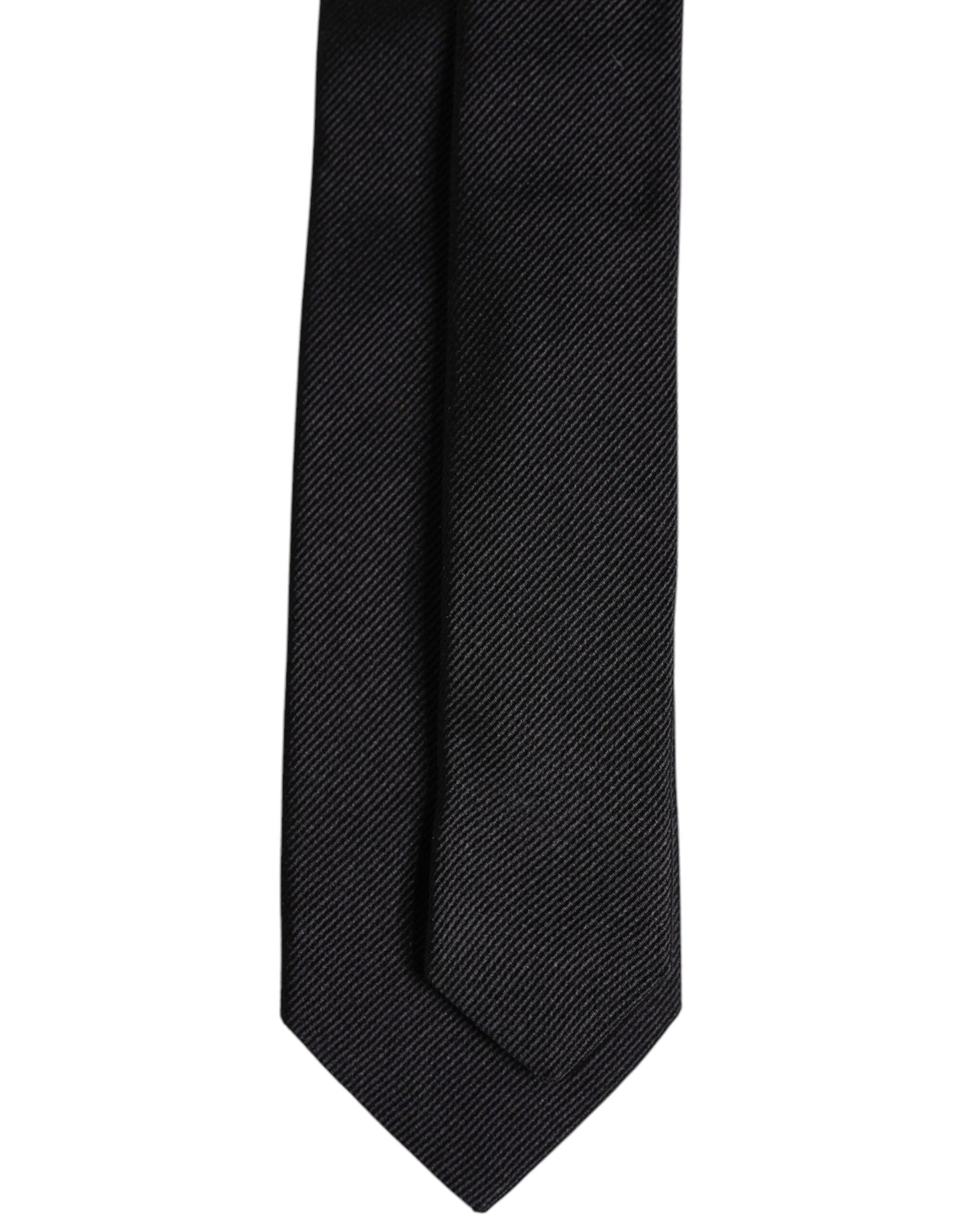 Dolce & Gabbana Black Solid Silk Adjustable Necktie Tie