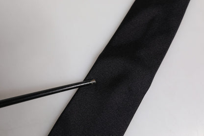 Dolce & Gabbana Black Solid Silk Adjustable Necktie Tie