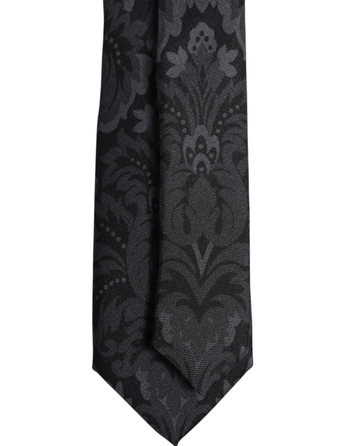 Dolce & Gabbana Black Gray Flower Print Adjustable Necktie Tie