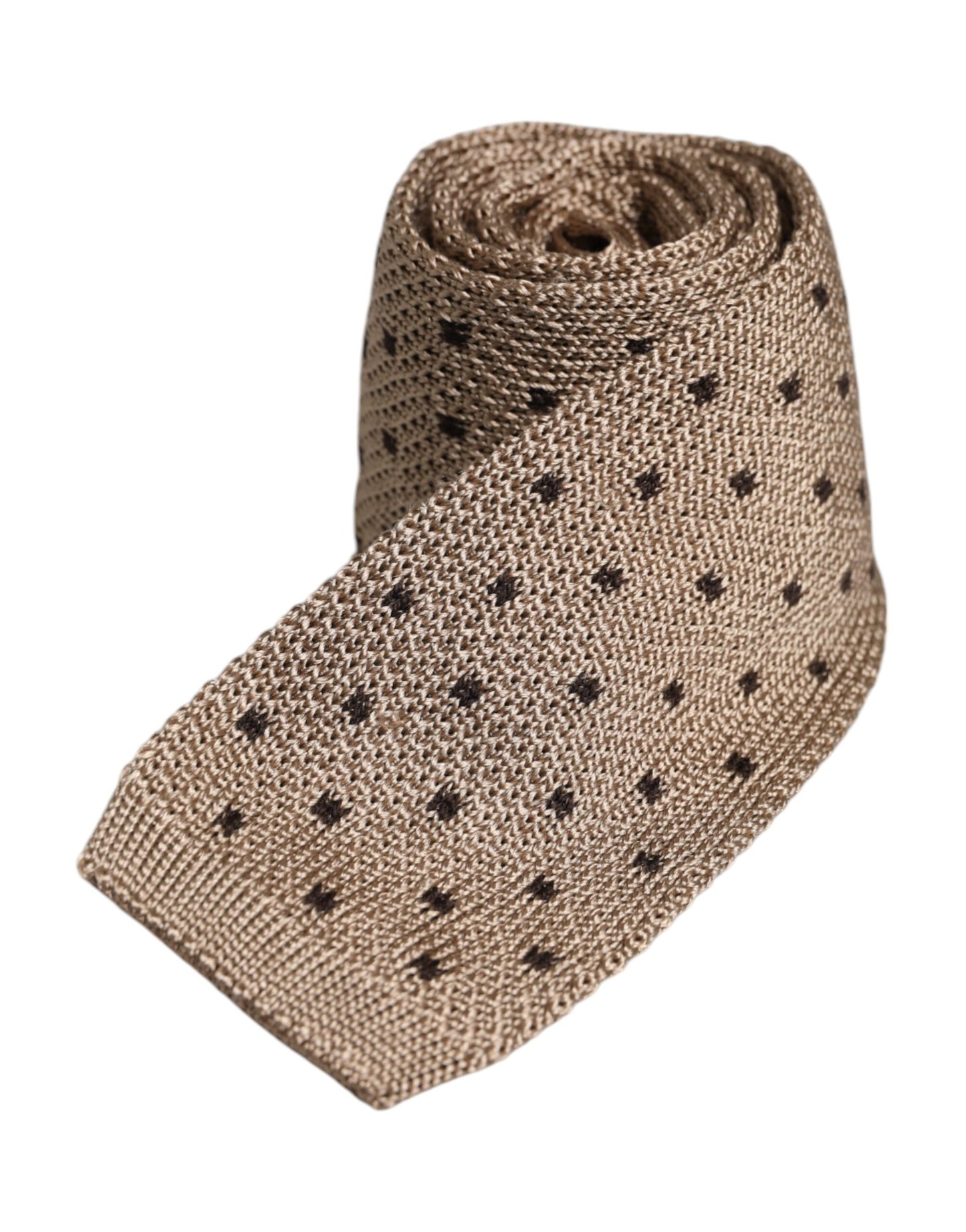 Dolce & Gabbana Beige Polka Dot Silk Adjustable Necktie Tie