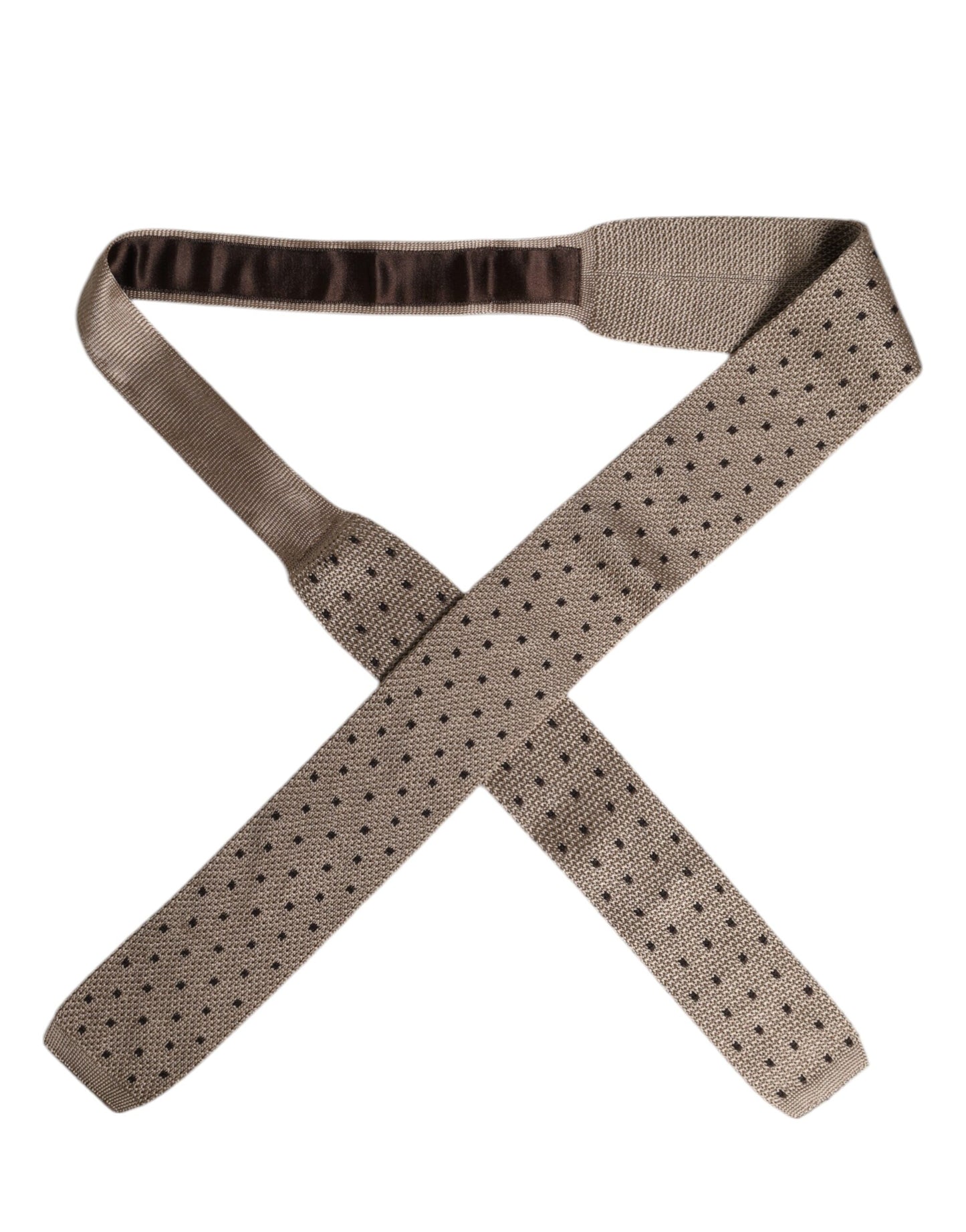 Dolce & Gabbana Beige Polka Dot Silk Adjustable Necktie Tie