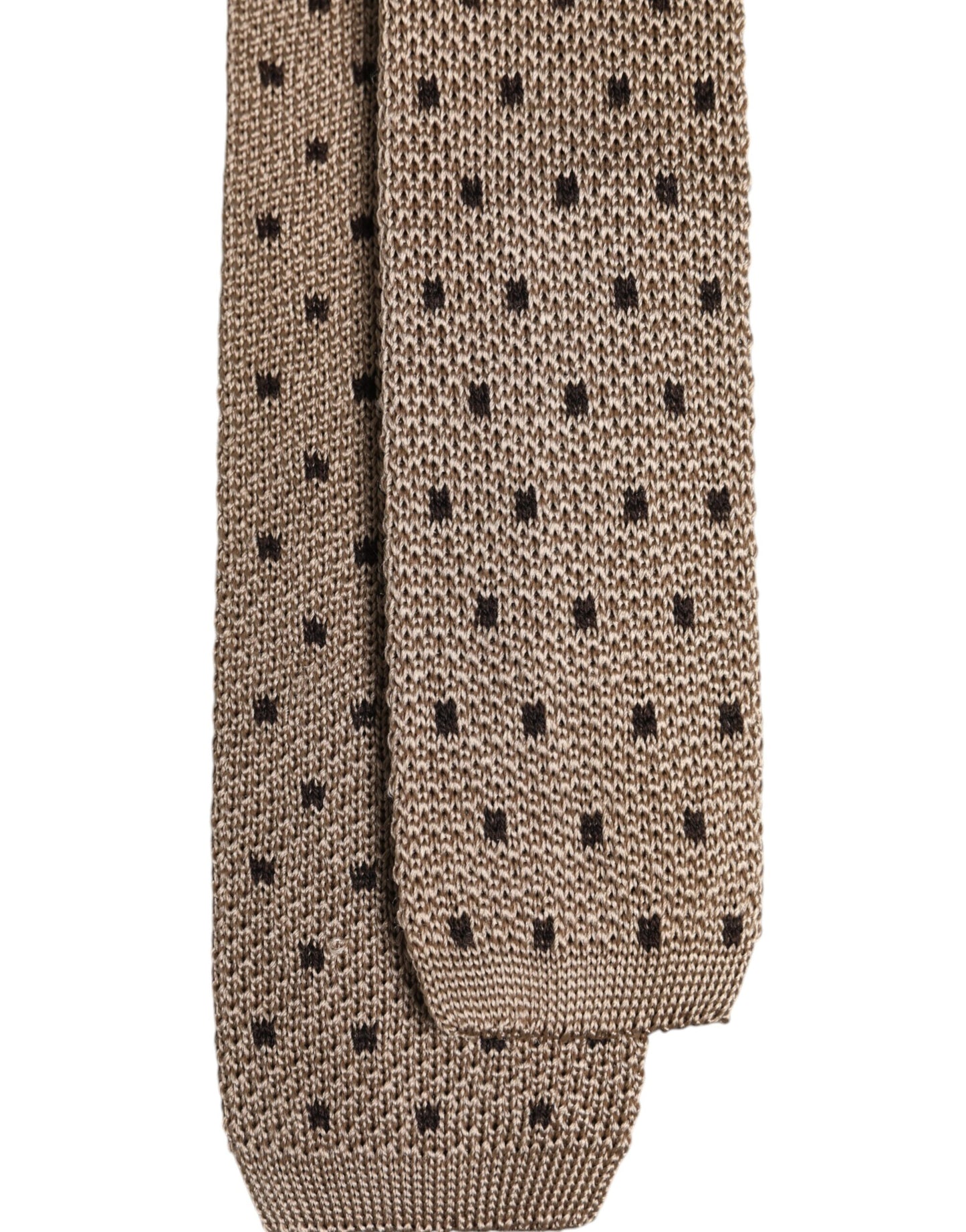 Dolce & Gabbana Beige Polka Dot Silk Adjustable Necktie Tie