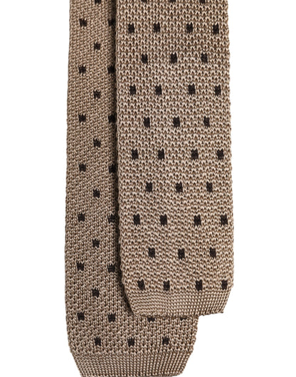 Dolce & Gabbana Beige Polka Dot Silk Adjustable Necktie Tie