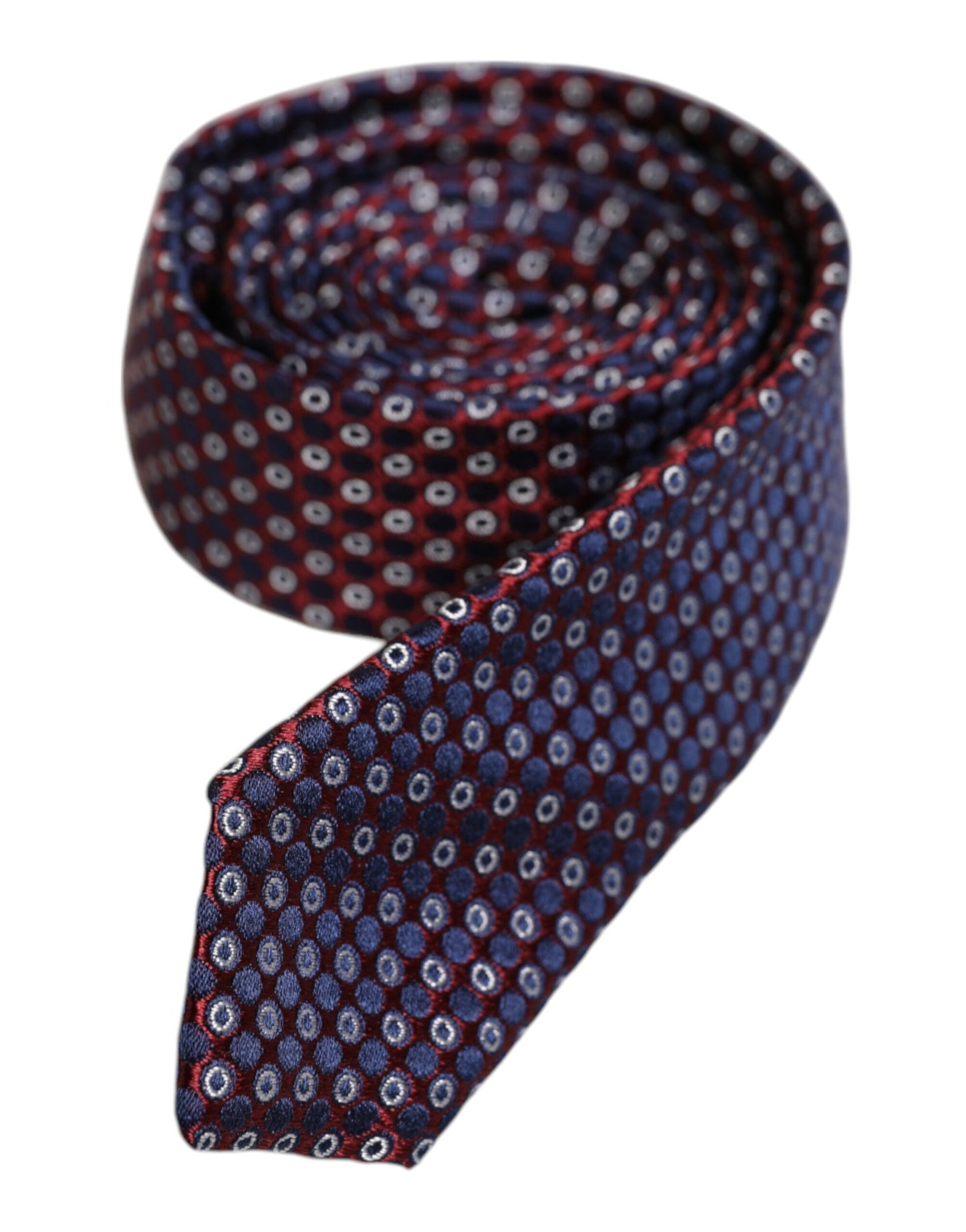 Dolce & Gabbana Red Blue Circles Silk Adjustable Necktie Tie