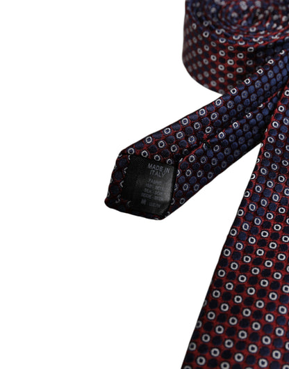 Dolce & Gabbana Red Blue Circles Silk Adjustable Necktie Tie