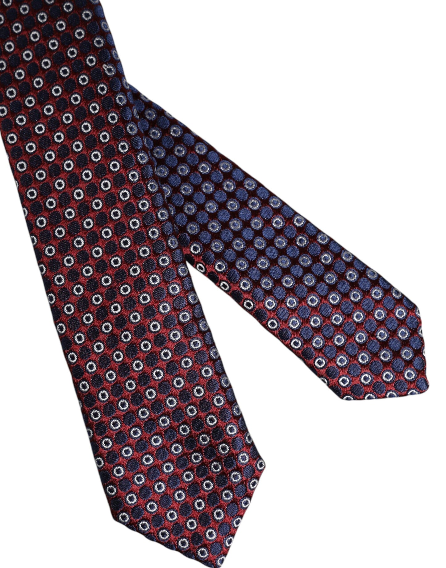 Dolce & Gabbana Red Blue Circles Silk Adjustable Necktie Tie