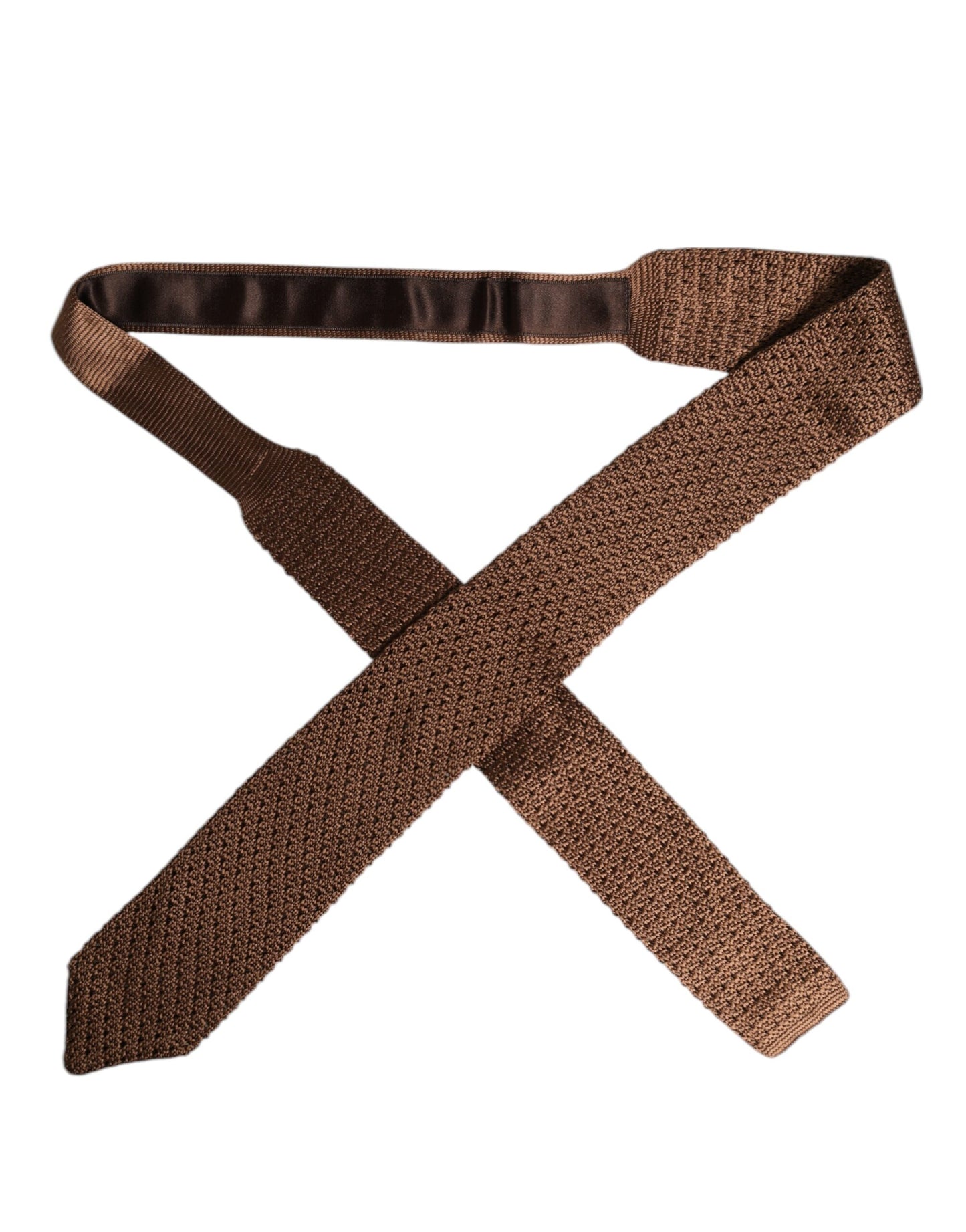 Dolce & Gabbana Brown Knitted Silk Adjustable Necktie Tie