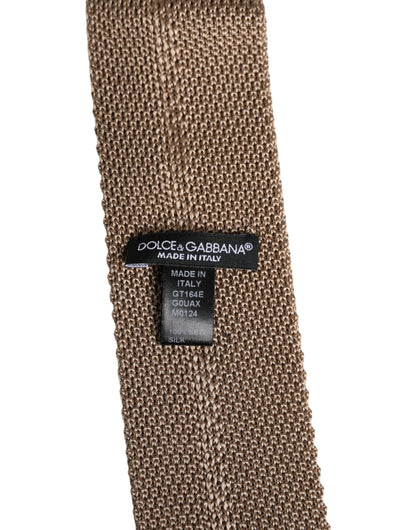 Dolce & Gabbana Brown Silk Adjustable Necktie Tie