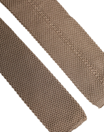 Dolce & Gabbana Brown Silk Adjustable Necktie Tie