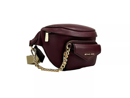 Michael Kors Leather Maise 2 in 1 Fanny Waist Pack Bag Maroon