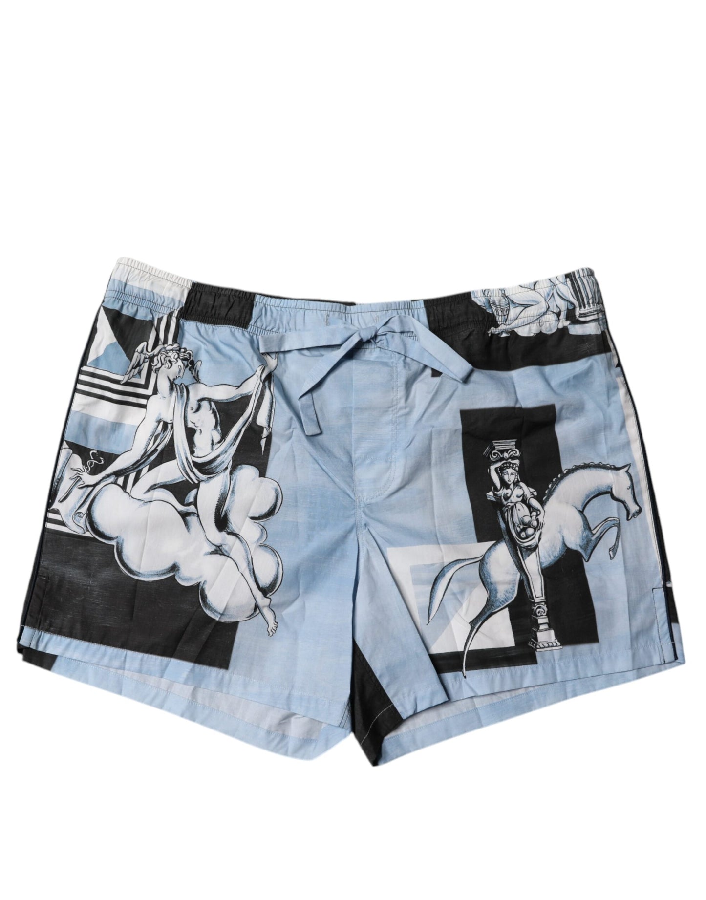 Dolce & Gabbana Blue Statue Print Cotton Mens Shorts