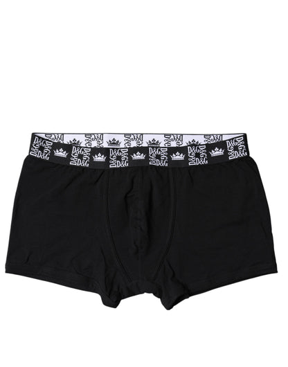 Dolce & Gabbana Black Cotton Stretch Men Regular Boxer Underwear