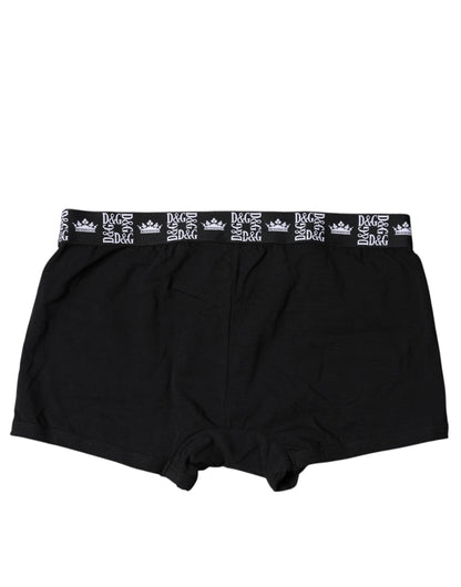 Dolce & Gabbana Black Cotton Stretch Men Regular Boxer Underwear