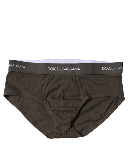 Dolce & Gabbana Gray Cotton Men Mid Slip Brief Underwear