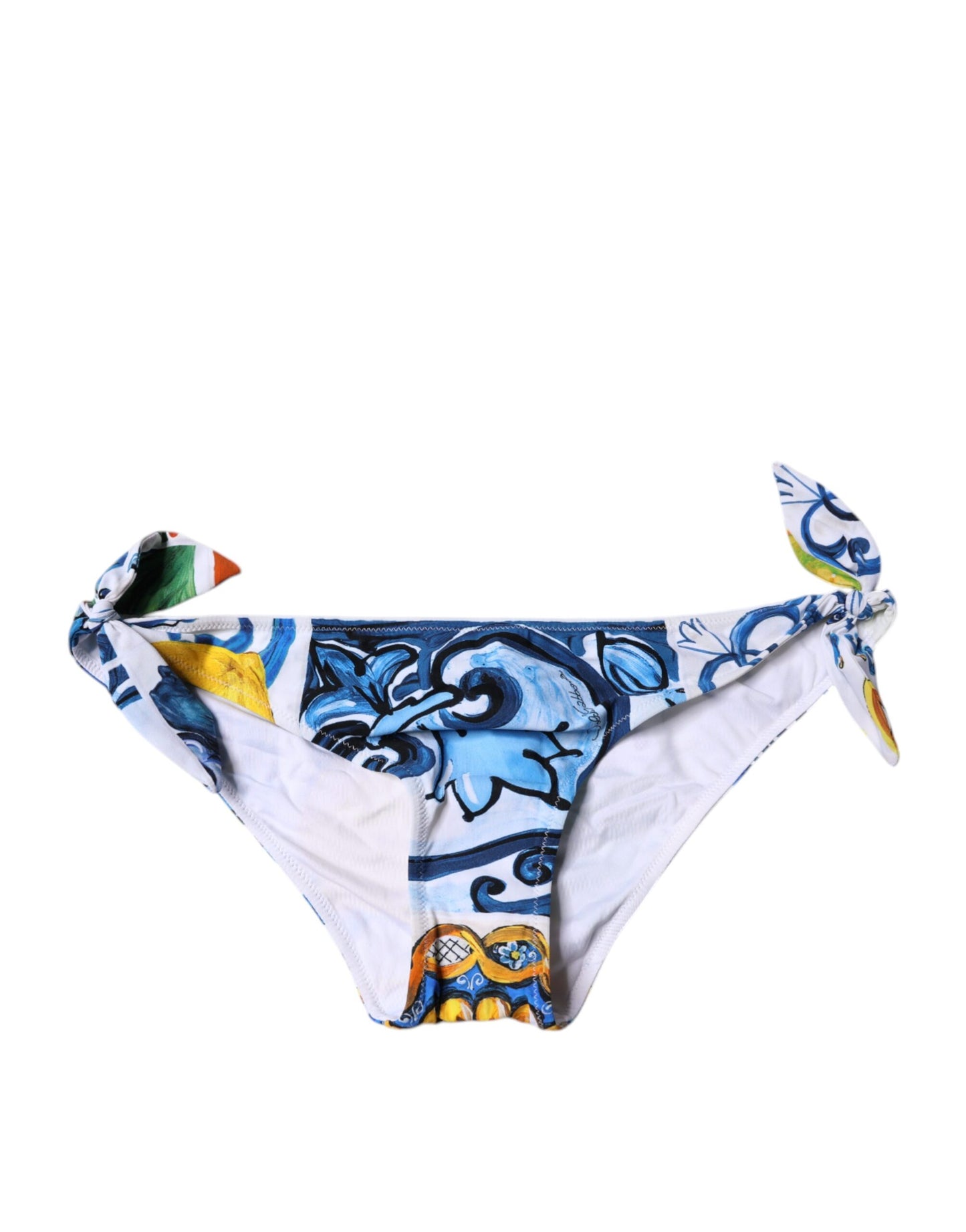 Dolce & Gabbana White Majolica Swimsuit Bikini Bottom Swimwear