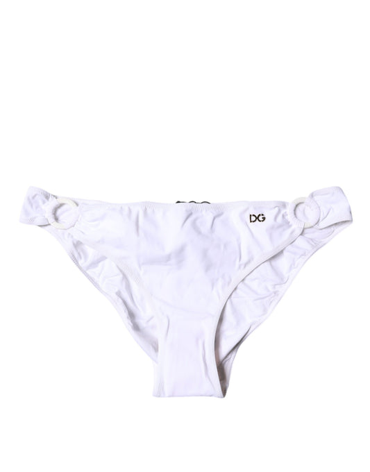 Dolce & Gabbana White Nylon Beachwear Bikini Bottom Swimwear