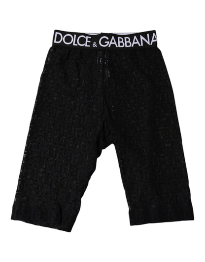 Dolce & Gabbana Black Logo Monogram Cropped Tights Underwear