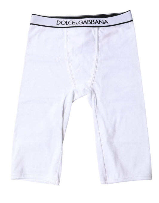 Dolce & Gabbana White Logo Cotton Cropped Tights Underwear