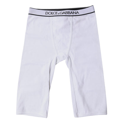 Dolce & Gabbana White Logo Cotton Cropped Tights Underwear