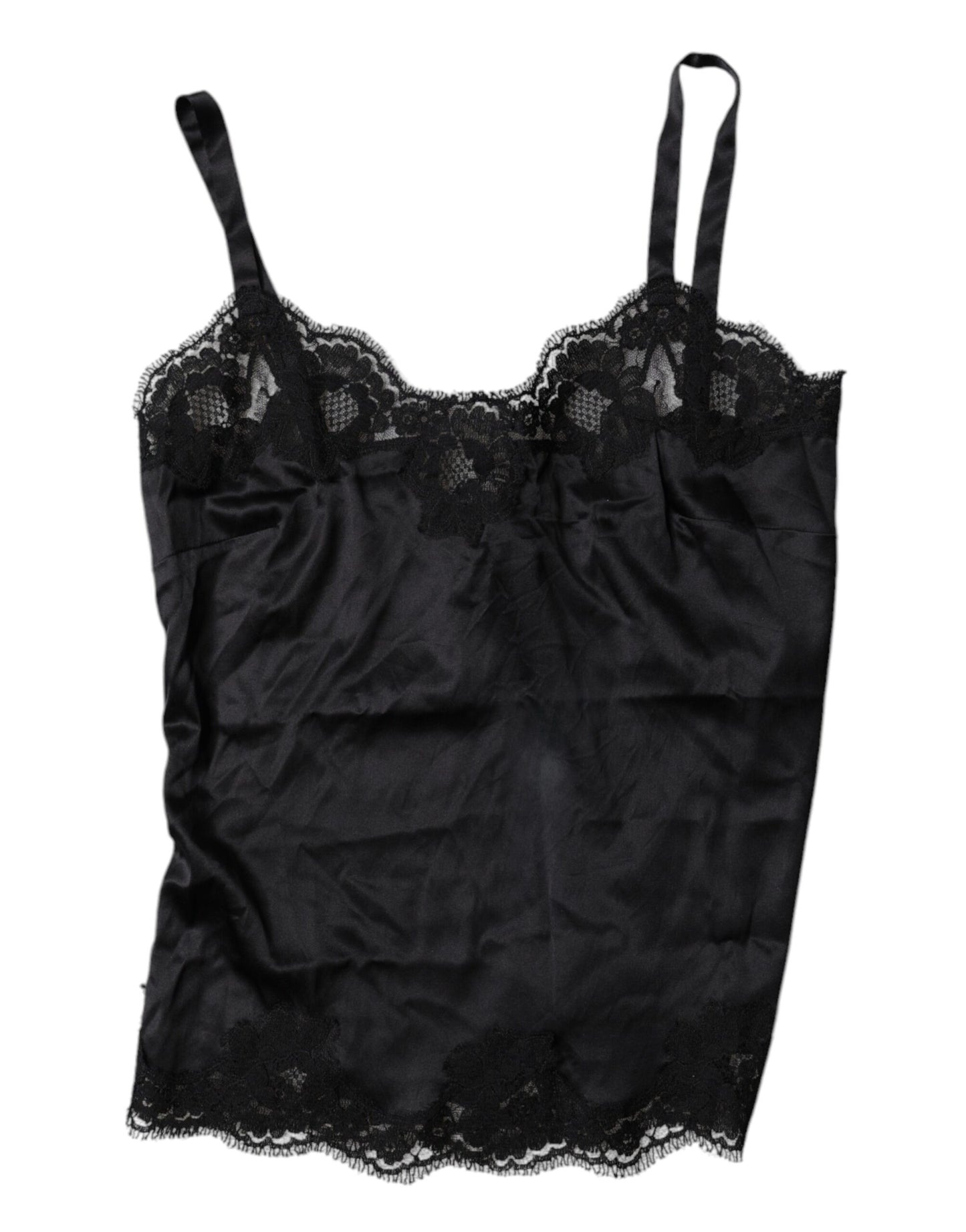 Dolce & Gabbana Black Lace Silk Blend Camisole Top Underwear