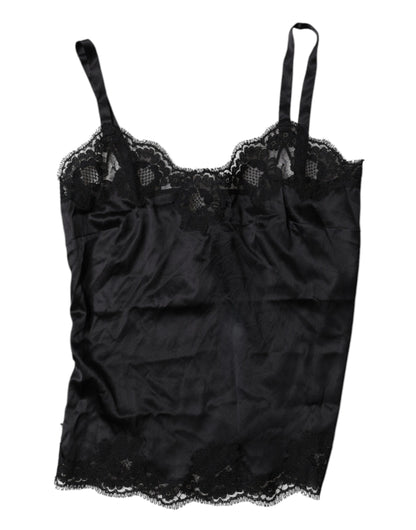 Dolce & Gabbana Black Lace Silk Blend Camisole Top Underwear