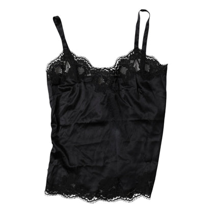 Dolce & Gabbana Black Lace Silk Blend Camisole Top Underwear