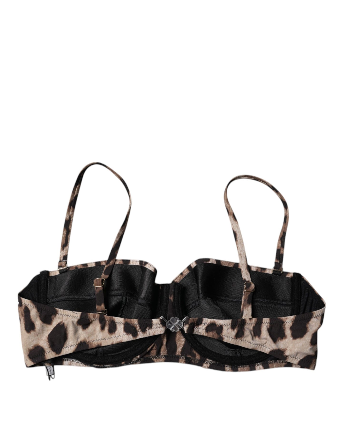 Dolce & Gabbana Brown Leopard Nylon Balconcino Bra Underwear