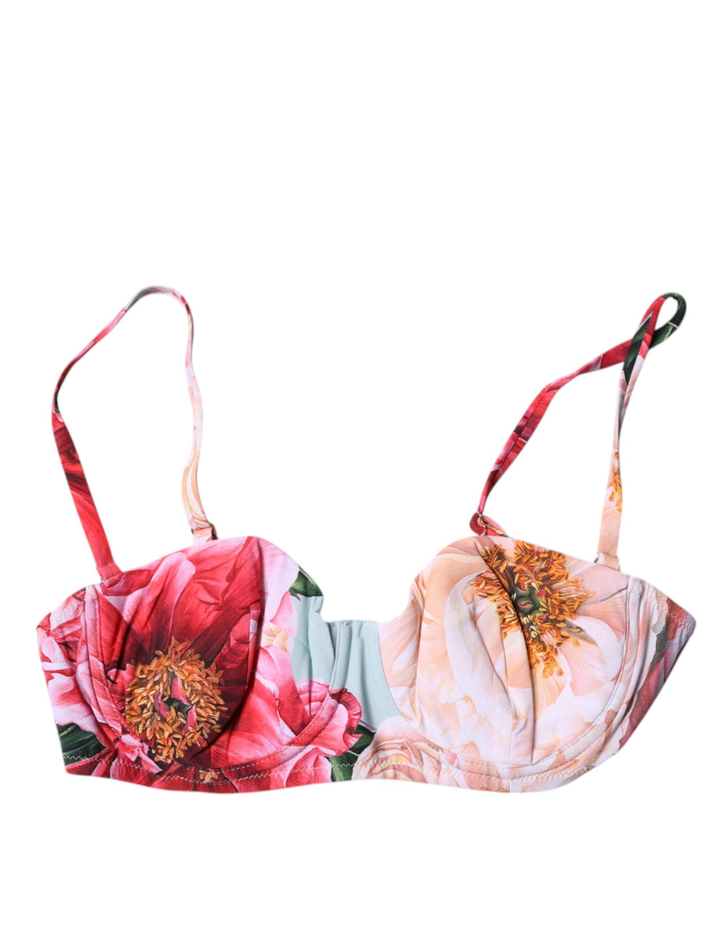 Dolce & Gabbana Multicolor Floral Padded Balconette Bra Underwear