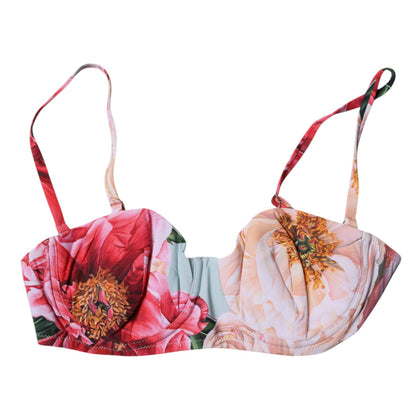 Dolce & Gabbana Multicolor Floral Padded Balconette Bra Underwear