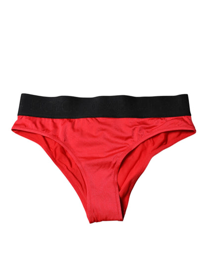 Dolce & Gabbana Red Nylon Stretch Mid Waist Panty Underwear