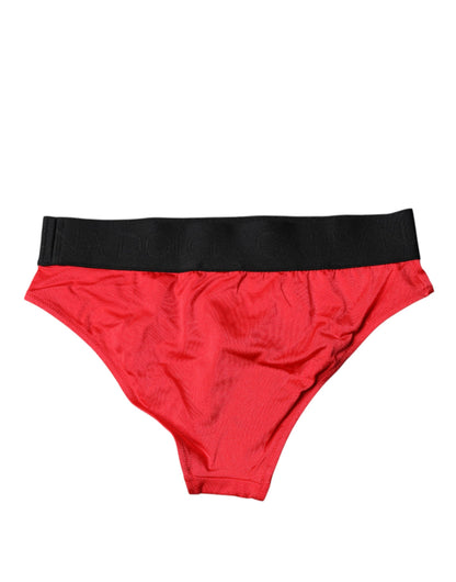 Dolce & Gabbana Red Nylon Stretch Mid Waist Panty Underwear