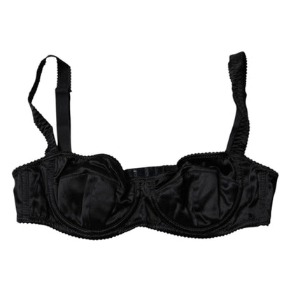 Dolce & Gabbana Black Silk Stretch Balconette Brassiere Underwear