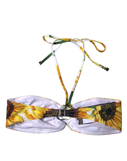 Dolce & Gabbana Multicolor Floral Halter Beachwear Bikini Top Swimwear