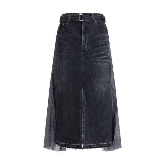 Sacai Denim plissè midi Skirt