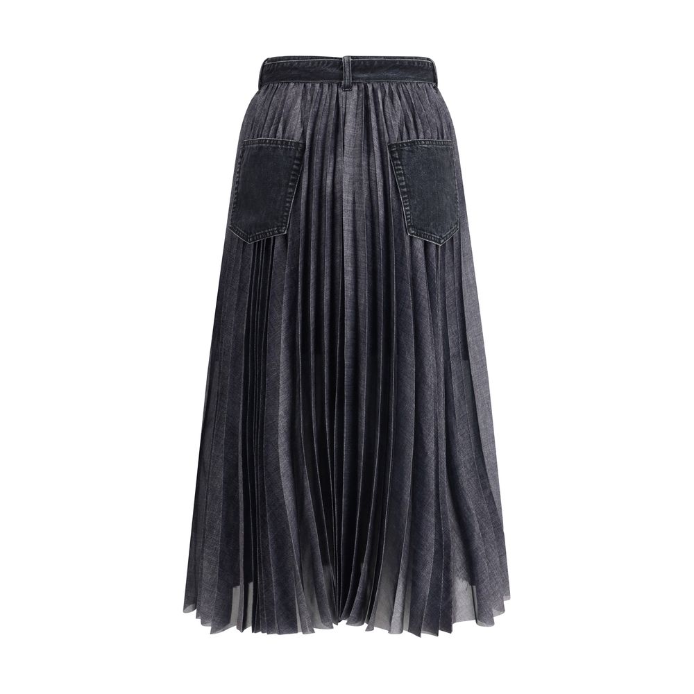 Sacai Denim plissè midi Skirt