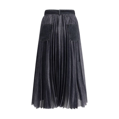 Sacai Denim plissè midi Skirt