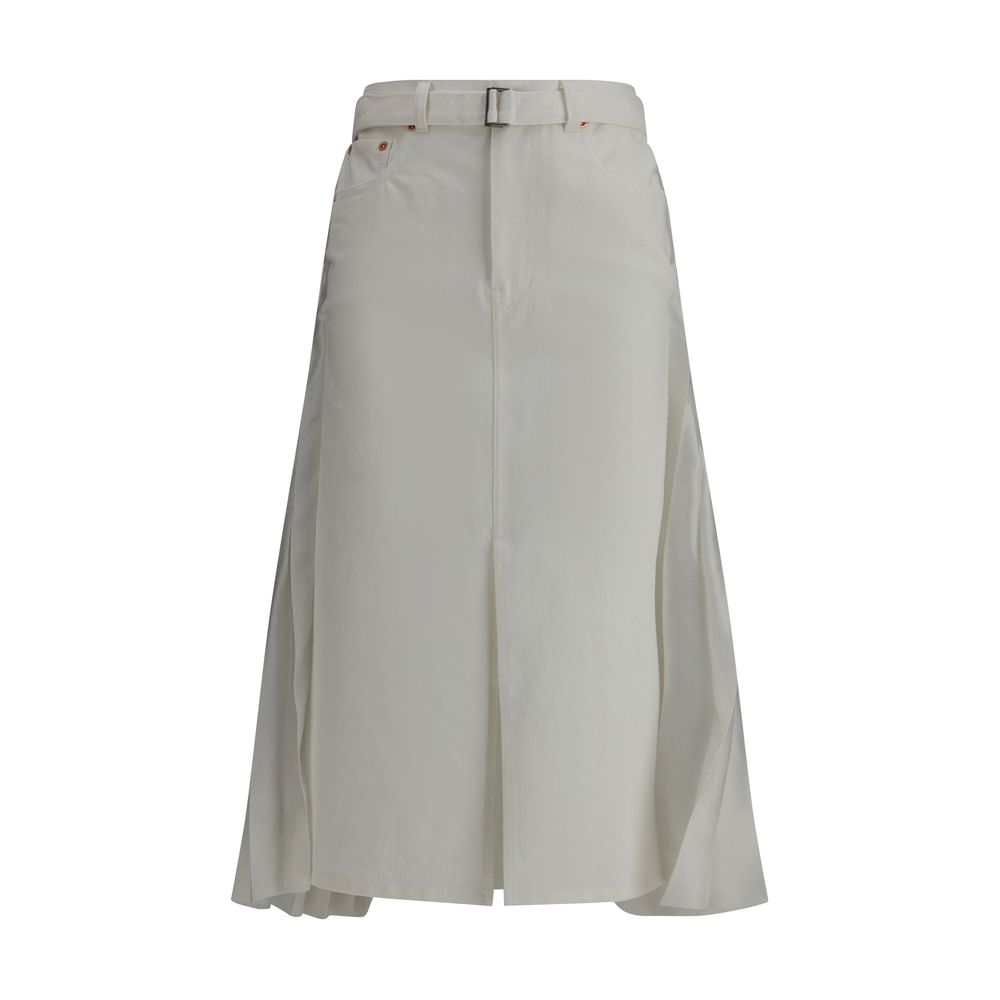 Sacai Denim plissè midi Skirt