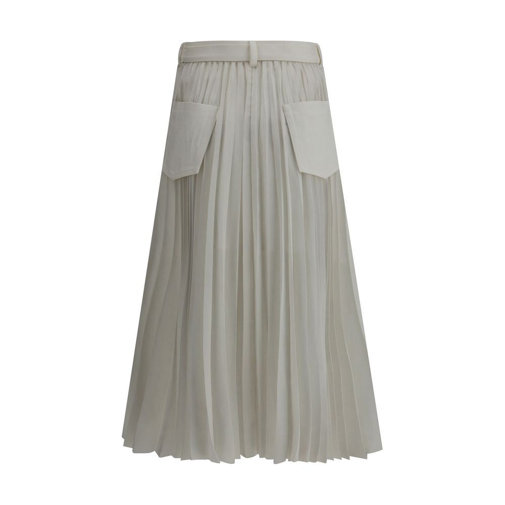 Sacai Denim plissè midi Skirt